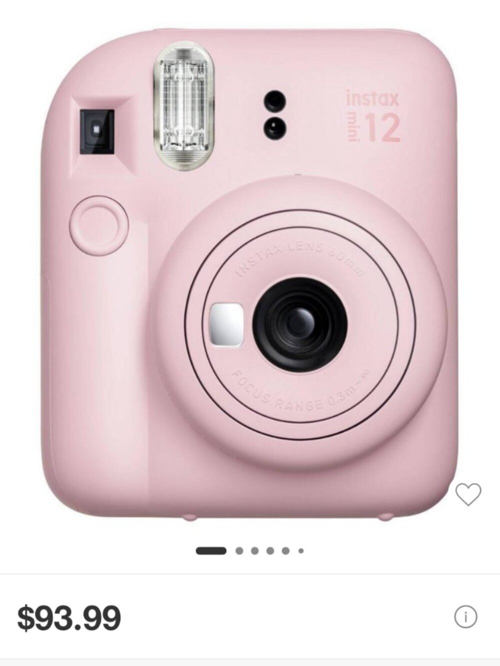 Fujifilm instax mini 12 Camera - Blossom Pink WITH Clear Sparkly Case - Picture 2 of 2